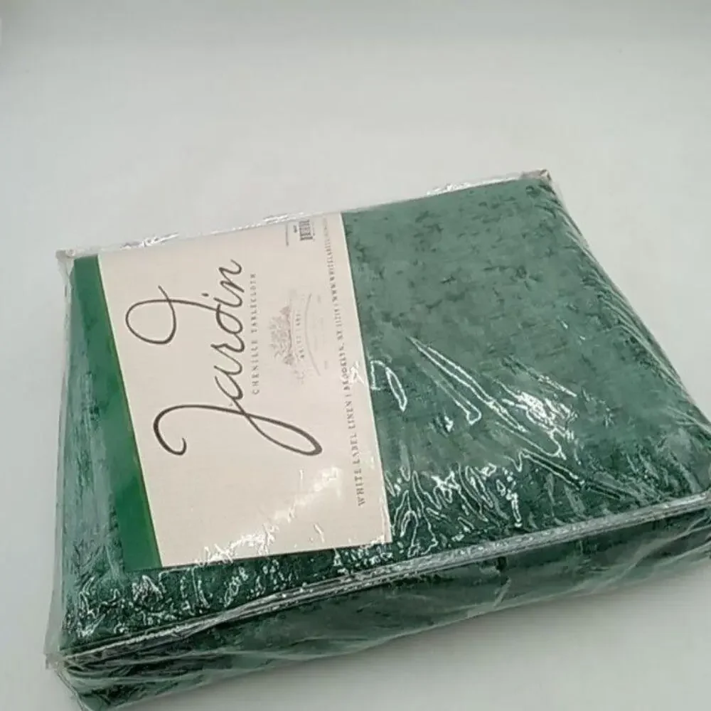 Jardin Chenille Tablecloth Rectangle 66x140 Green Solid Dining Room Traditional